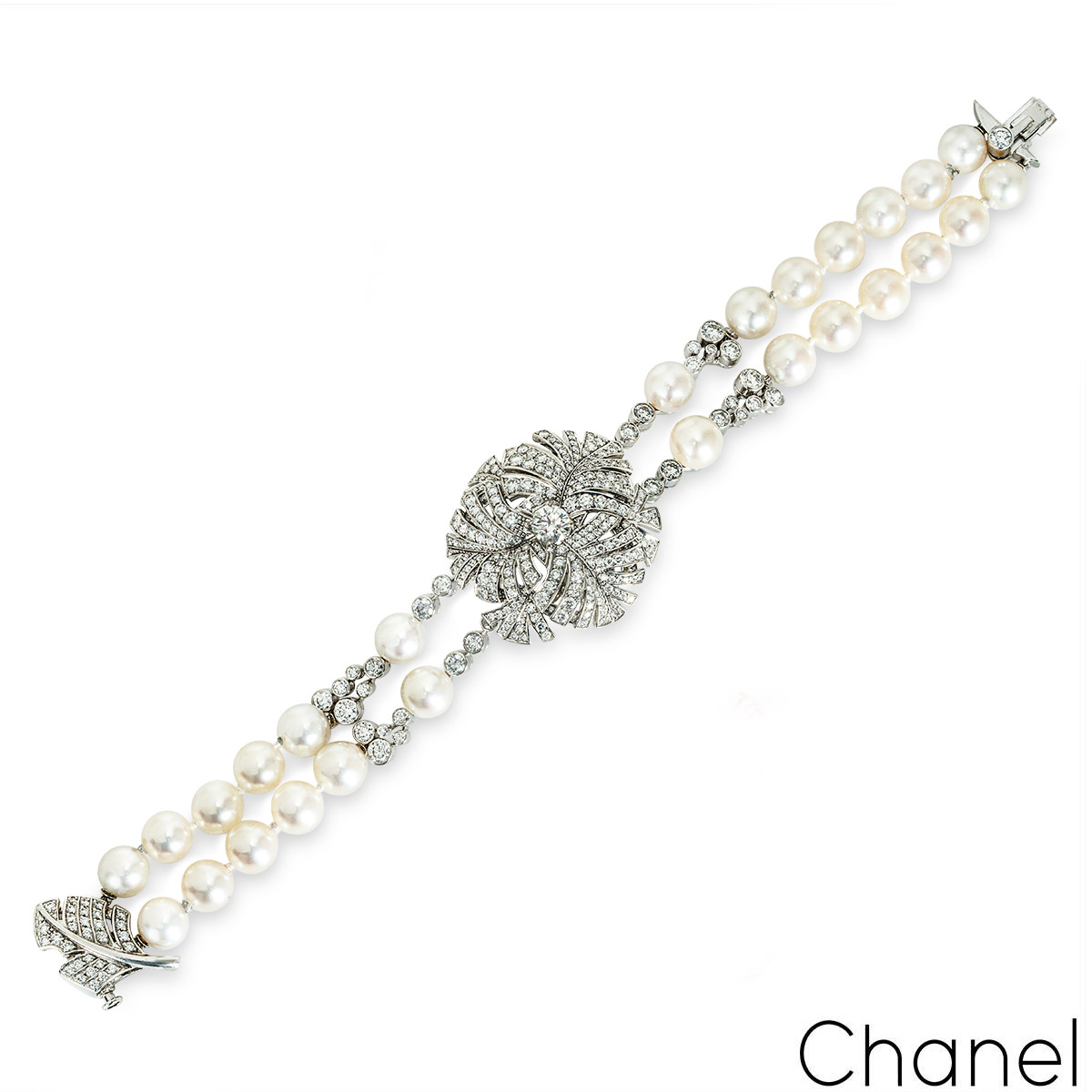 Chanel White Gold Panache Diamond & Pearl Bracelet Chanel White Gold Panache Diamond & Pearl Bracelet